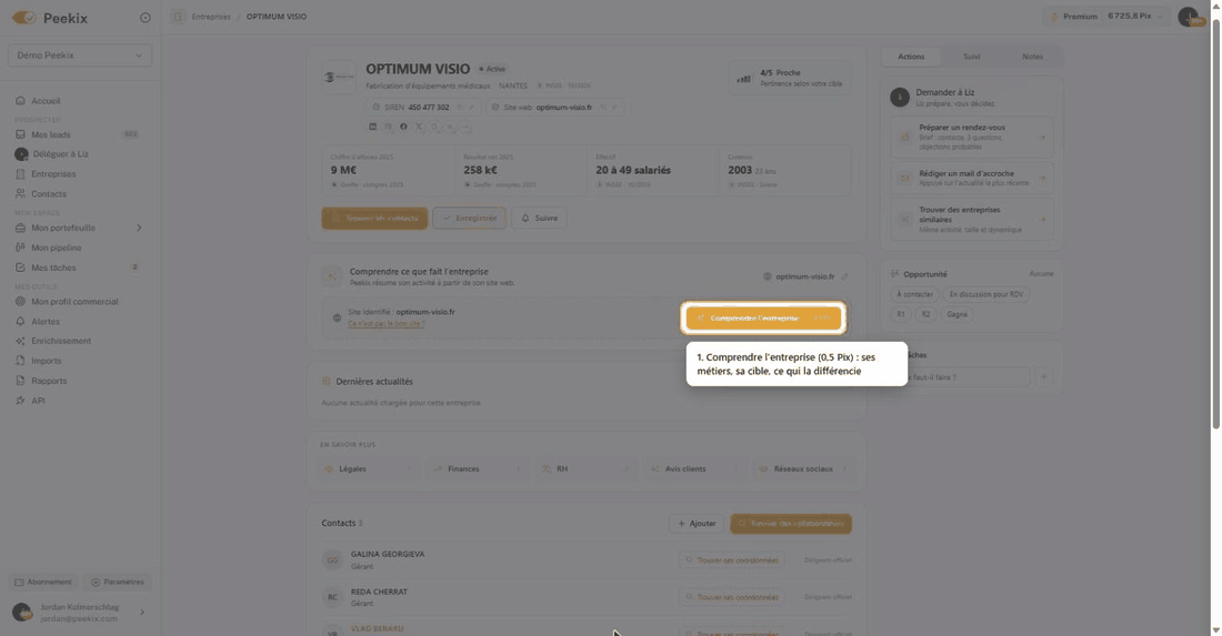 Fiche entreprise : brief de rendez-vous